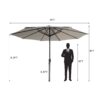 9 Ft Aluminum Patio Market Umbrella With 8 Ribs UV 50 Protection Push Button Tilt And Crank For Garden Beach Or Table Use Without Base - Gray - Image 3