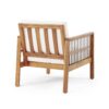 Club Chair With Slat Panel Design - Teak / Beige - Image 5