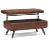 Owen - Lift Top Large Coffee Table Storage Ottoman - Distressed Saddle Brown - Image 3