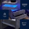 Nightstand LED Bedside Table Cabinet Ligh Modern End Side With 2 Drawers For Bedroom - Deep Gray - Image 4