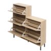 Modern Rattan 5 Door Shoe Storage Cabinet For Entryway Freestanding Design - Natural - Image 16