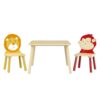 Kids Table And 2 Chairs Set, 3 Pieces Toddler Table And Chair Set, Wooden Activity Play Table Set (Lion&Monkey) - Natural - Image 18