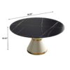 59.05" Modern Artificial Stone Round Carbon Steel Base Dining Table, Can Accommodate 6 People - Black / White - Image 10