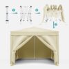 10'X10' Folding Canopy With 4 Removable Sidewalls Outdoor Event Shelter UPF 50+ Gazebo Portable Tents For Parties Beach Camping Wedding Ez Pop Up Canopy 4 Pieces Weight Bag + Carry Bag - Beige - Image 9