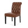 Broxton - Tuft Dining Rolltop Chair (Set of 2), Contemporary Design - Light Brown - Image 6