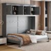 Queen Size Murphy Wall Bed With Top Cabinets & Wine Rack - Gray - Image 18