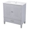 Vintage Style 30" Bathroom Vanity With Sink, Multi Functional Storage, Soft Closing Door - Gray - Image 13