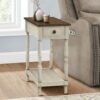 Accent End Table, 2 Tier, Storage Drawer, Traditional - White - Image 3
