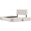 Queen Size Upholstered Platform Bed With Classic Headboard And 4 Drawers, No Box Spring Needed - Beige - Image 5
