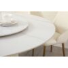 Modern Sintered Stone Dining Table With Turntable And Wood Metal Pedestal With 4 Chairs - Beige / White - Image 5