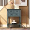 Narrow Console Table, Slim Sofa Table With Three Storage Drawers And Bottom Shelf For Living Room, Easy Assembly - Navy - Image 3