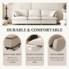 3 Seat Sofa Module For Modular Sectional Wide Seat Cloud Couch With Throw Pillows Upholstered - Beige - Image 6