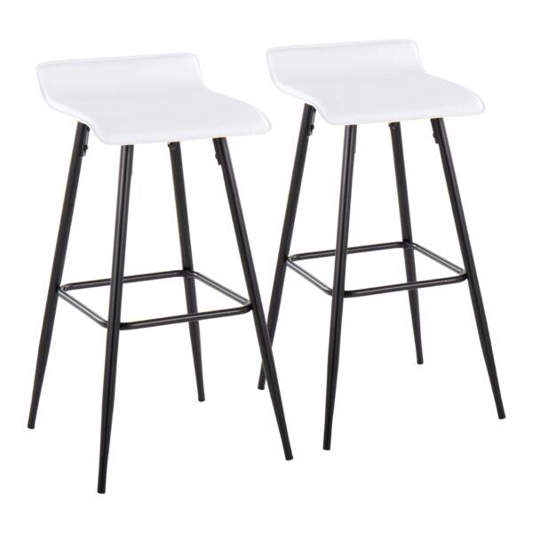 Ale - Contemporary Fixed Height Bar Stool (Set of 2) - White / Black