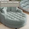 Modern Chaise Lounge Sofa Bed Upholstered Sofa Couch With Tufted Seat And Detachable Pillows For Living Room - Misty Green - Image 5