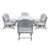 Outdoor 5 Piece Aluminum Chat High Fire Pit Set With Cushion - Golden Gauze - Image 3
