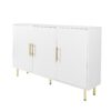 3 Door Large Storage Sideboard With Handles For Kitchen, Dining Room And Living Room, Accent Buffet Cabinet, Coffee Bar Sideboard Cabinet With 3 Doors - White / Gold - Image 8