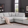 Joshua - Woven Fabric Sectional Sofa With Right Facing Chaise and Console Ottoman - Light Gray - Image 9
