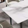 63" Modern Artificial Stone White Straight Edge Black Metal Leg Dining Table, 6 People - White / Black - Image 7