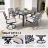 7 Pieces Outdoor Patio Furniture Set, 4 Dining Chairs & 2 Swivel Rockers Sunbrella Fabric, Rectangular Table With Umbrella Hole - Bourbon Brown - Image 8