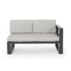 Dursley - Outdoor Aluminum V Shape Sofa Sectional - Beige / Gray - Image 6