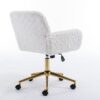 Office Chair, Artificial Rabbit Hair Home Office Chair With Golden Metal Base, Adjustable Desk Chair Swivel Office Chair, Vanity Chair - Beige - Image 7