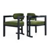 Elegant Upholstered Wood Dining Chair Set With Velvet (Set of 2) - Green / Black - Image 4