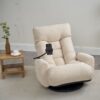 Adjustable Swivel Lounge Chair With 360 Degree Rotating Seat And Headrest Support, Leisure Chair Deck Chair Game Chair For Living Room - Beige - Image 11
