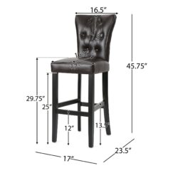 Bar Stools, Upholstered Barstools Armless (Set of 2) - Brown