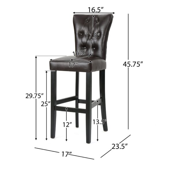 Bar Stools, Upholstered Barstools Armless (Set of 2) - Brown