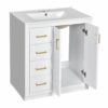 Bathroom Vanity With Ceramic Sink Combo, Frame Bathroom Storage Cabinet, Freestanding Vanity Set With 3 Drawers & Soft Closing Doors - White - Image 14