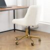 Modern Teddy Fleece Fabric Dining Chair With Gold Legs, Soft And Comfortable, Adjustable, Space Saving - Beige - Image 5