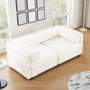 2 Seater Sofa With Storage Seat And Cylindrical Backrest - White - Image 9