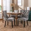 Nikki - Modern, High-End Tufted Solid Wood Contemporary Velvet Upholstered Dining Chair With Wood Legs Nailhead Trim (Set of 2) - Gray - Image 13