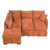 Convertible Sofa Bed Sectional Sofa Sleeper L-Shaped Sofa With A Storage Ottoman, Two Pillows, Two Power Sockets And Two USB Ports For Living Room - Orange - Image 9