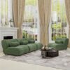 Stylish Modular Chenille Fabric Living Room Sofa With 70 Degree Reclined Backrest And Cylindrical Pillows - Green - Image 6