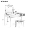 Classic Wood Makeup Vanity Set With Flip-Top Mirror And Stool, Dressing Table With Three Drawers And Storage Space - White - Image 17