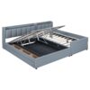 Queen & Twin Long Size Upholstered Platform Bed, Mother & Child Bed With Hydraulic Storage System, Drawer Box, Bedhead Storage Shelf And 2 Pairs Of Sockets & USB Ports - Gray - Image 6
