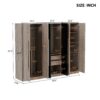6 Doors Wardrobe Storage For Bedroom, With 2 Drawers Inside - Black / Nature - Image 12
