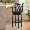 Elegant Leather Swivel Bar Stool With Arms - Espresso - Image 2