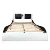 Queen Size Upholstered Platform Bed Frame With LED Lighting, Bluetooth Connection To Play Music Control, Backrest Vibration Massage, Curve Design, Wood Slat Support - White - Image 3