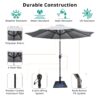 8.8' Outdoor Aluminum Patio Umbrella, Patio Umbrella, Market Umbrella With 42 Pound Square Resin Umbrella Base, Push Button Tilt And Crank Lift - Creme - Image 7