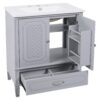 Vintage Style 30" Bathroom Vanity With Sink, Multi Functional Storage, Soft Closing Door - Gray - Image 15
