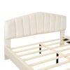 Queen Size Platform Bed With Thick, Stylish Stripe Decorated Bedboard And Elegant Leg - Beige - Image 6