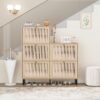 Modern Rattan 5 Door Shoe Storage Cabinet For Entryway Freestanding Design - Natural - Image 4