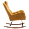 35.5" Rocking Chair With Pocket, Soft Teddy Fabric Rocking Chair For Nursery, Comfy Wingback Glider Rocker With Safe Solid Wood Base For Living Room Bedroom Balcony - Turmeric - Image 4