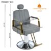 Premium Reclining Barber Chair Salon Chair For Hair Stylist With Heavy Duty Hydraulic Pump, 360° Rotation, Tattoo Chair Shampoo Beauty Salon Equipment, Max Load Weight 400 Lbs - Gray - Image 11