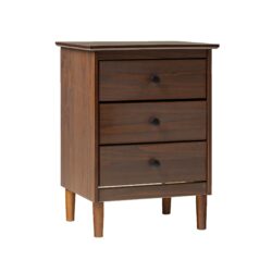 Classic 3 Drawer Solid Wood Nightstand - Walnut