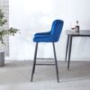 Counter Height Bar Stool, Metal Legs, Velvet Upholstered For Pub, Restaurant, Kitchen Island (Set of 2) - Black / Blue - Image 3