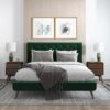 Dillon - Velvet Platform Bed Queen Size - Green - Image 6
