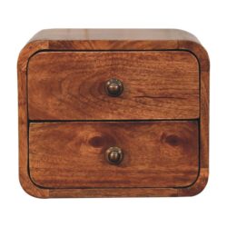 Mini Curved Wall Mounted Bedside Table - Brown